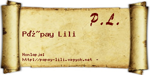 Pápay Lili névjegykártya