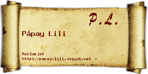 Pápay Lili névjegykártya
